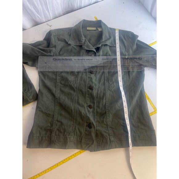 Vintage Blasport Olive Green Denim Jacket Womens Medium 100% Cotton Button-Front - Picture 4 of 6